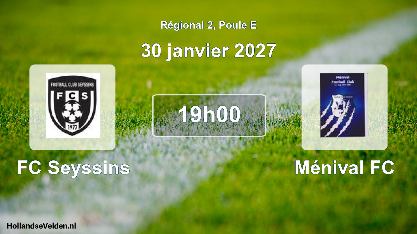 Match programmé: FC Seyssins - Ménival FC (30 janvier 2027)