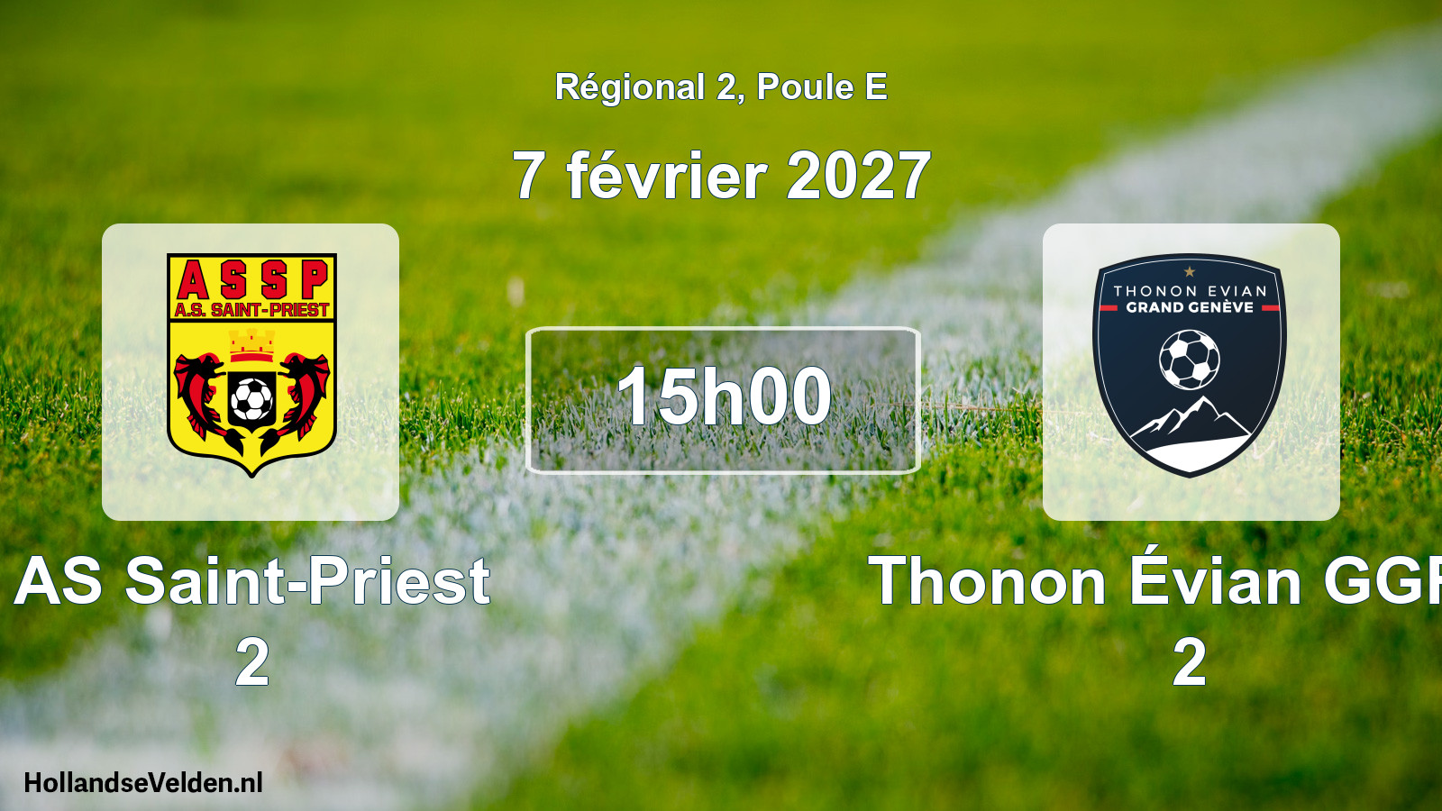 Match programmé: AS Saint-Priest 2 - Thonon Évian GGFC 2 (7 février 2027)