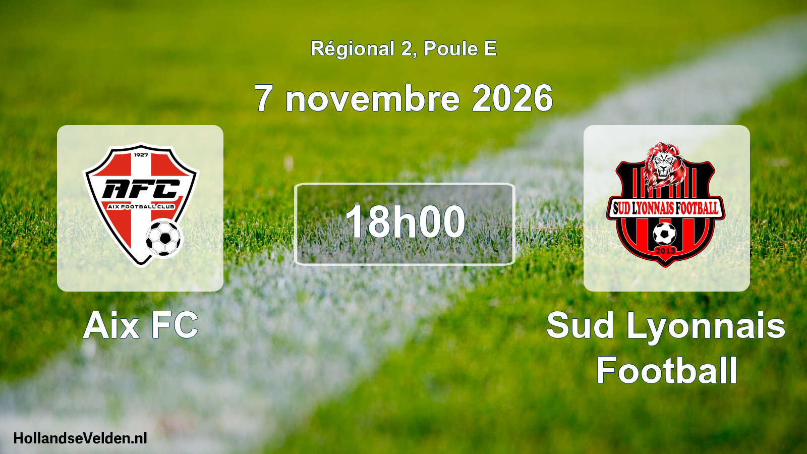 Match programmé: Aix FC - Sud Lyonnais Football (7 novembre 2026)