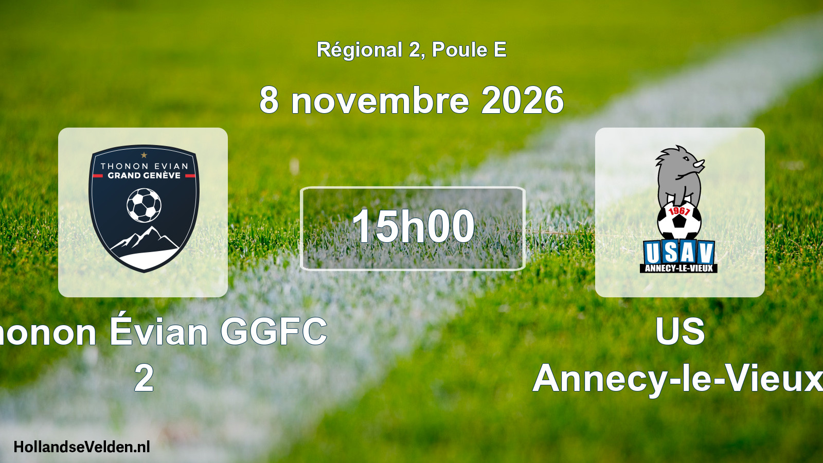 Match programmé: Thonon Évian GGFC 2 - US Annecy-le-Vieux (8 novembre 2026)