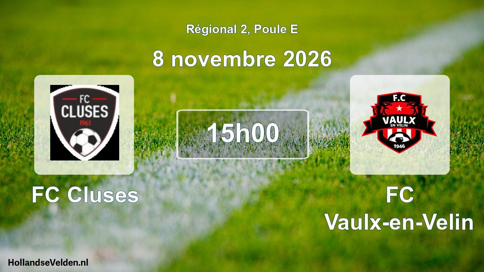 Match programmé: FC Cluses - FC Vaulx-en-Velin (8 novembre 2026)