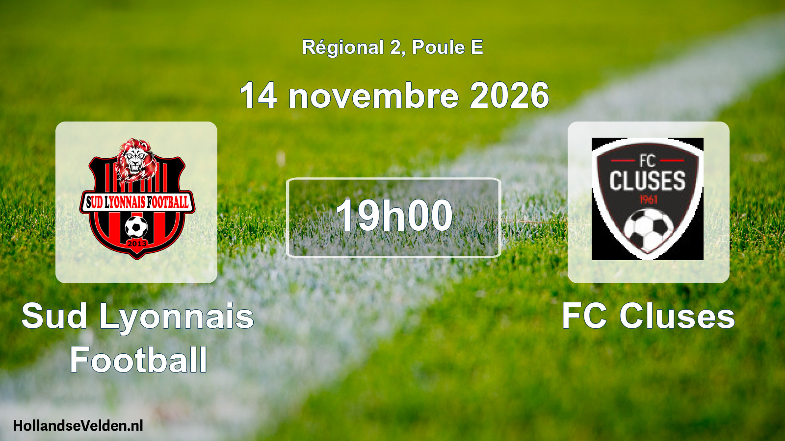 Match programmé: Sud Lyonnais Football - FC Cluses (14 novembre 2026)