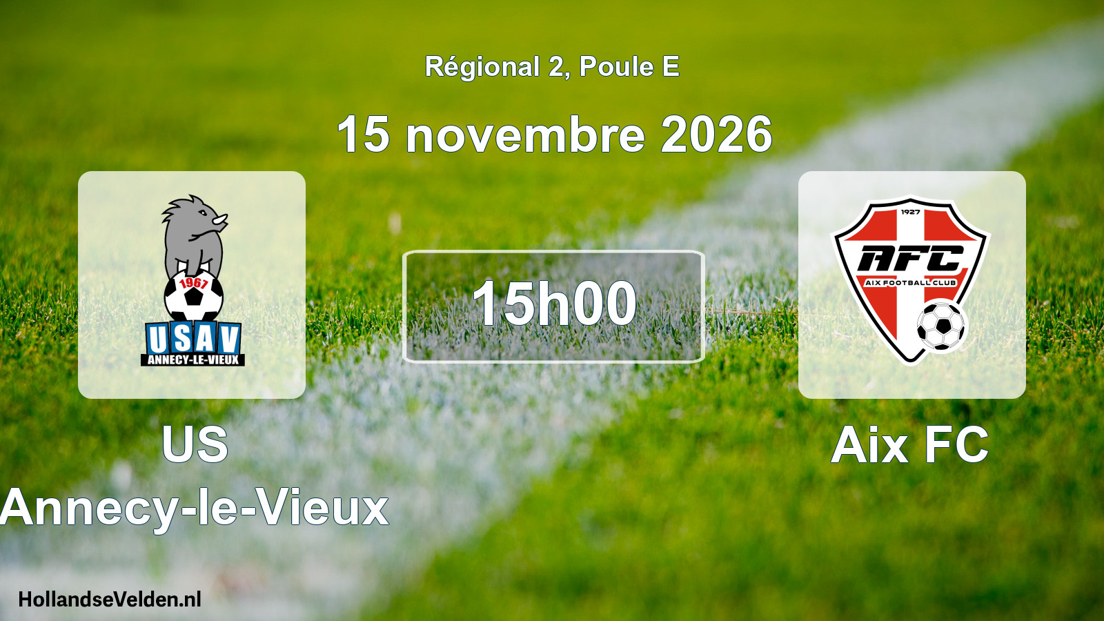 Match programmé: US Annecy-le-Vieux - Aix FC (15 novembre 2026)