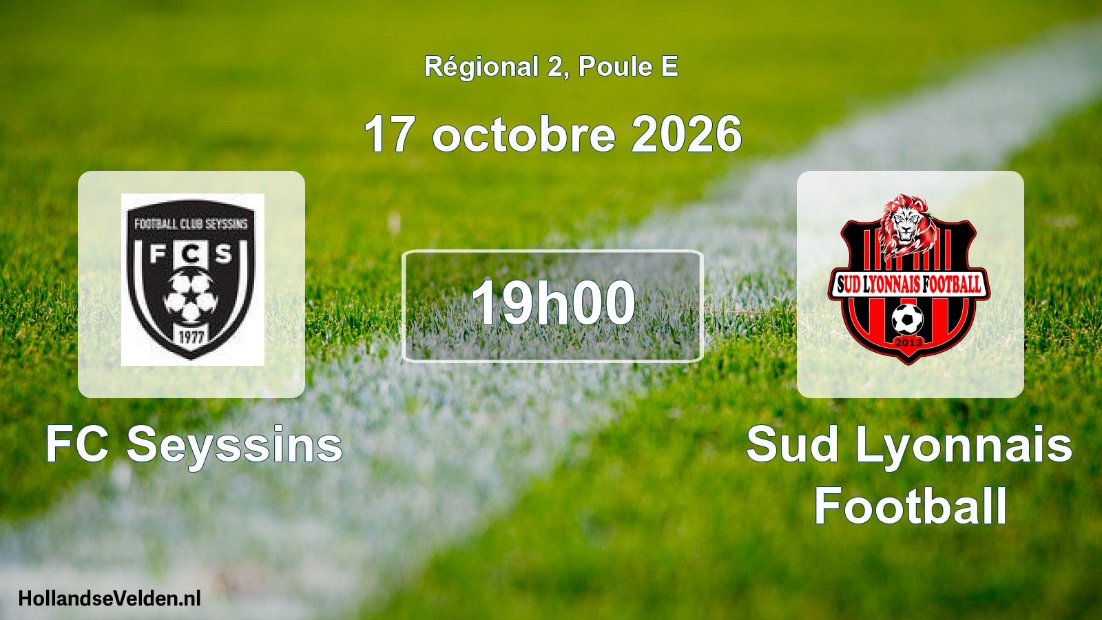 Match programmé: FC Seyssins - Sud Lyonnais Football (17 octobre 2026)