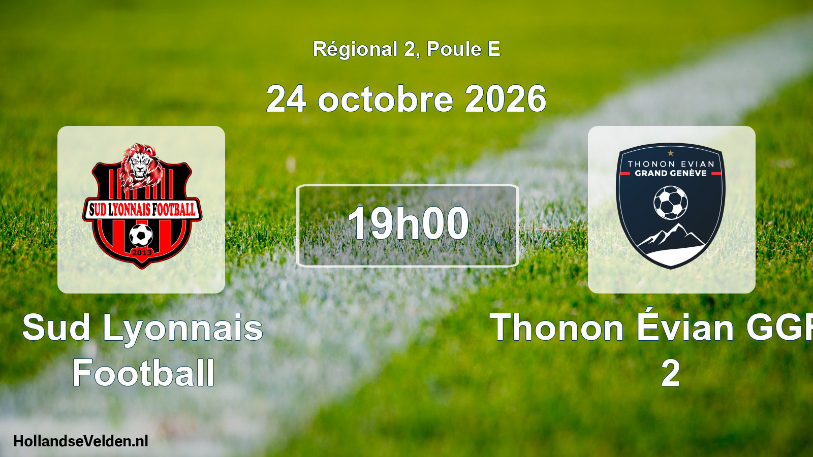 Match programmé: Sud Lyonnais Football - Thonon Évian GGFC 2 (24 octobre 2026)