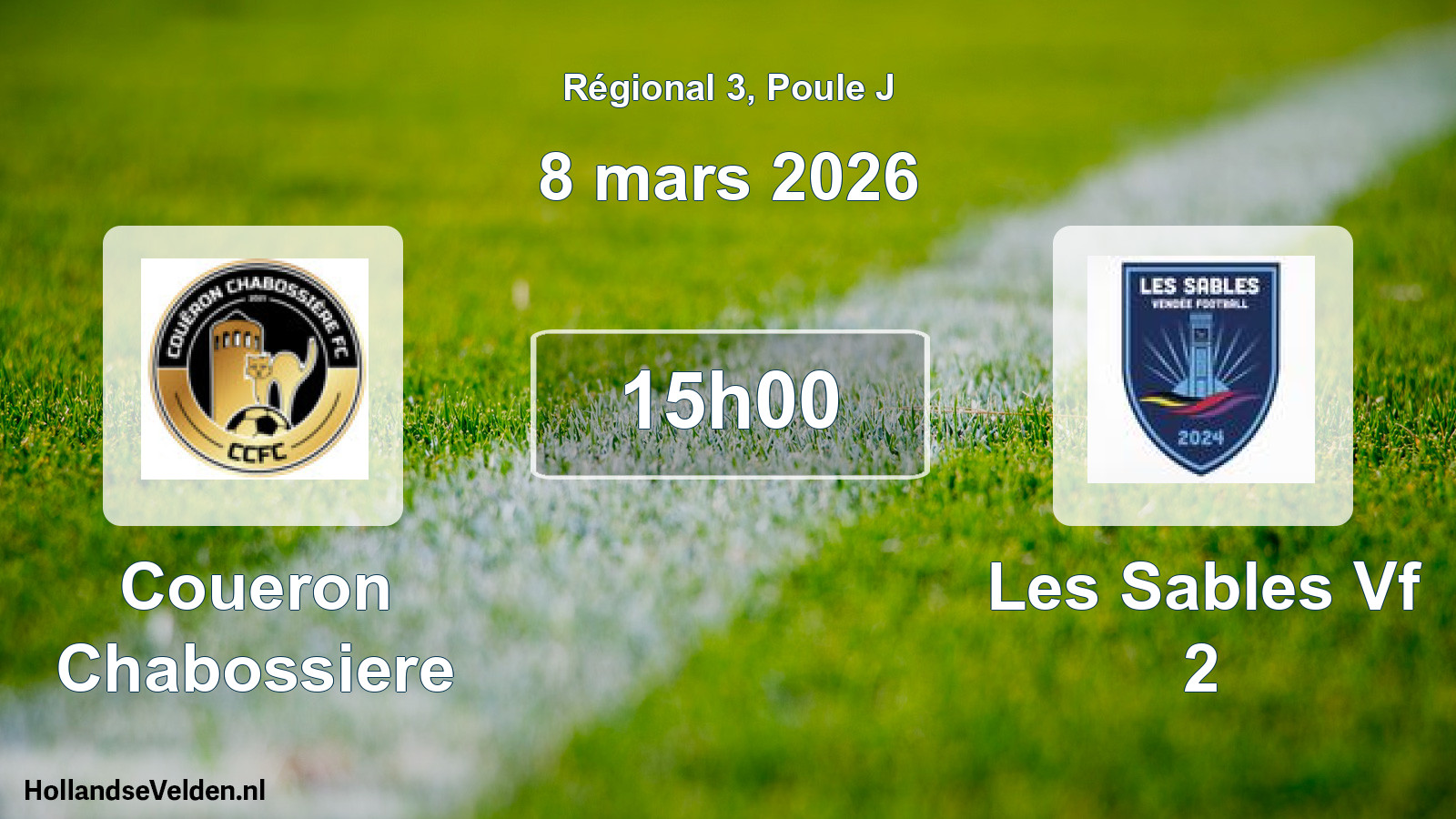 Geplande wedstrijd: Coueron Chabossiere - Les Sables Vf 2 (8 mars 2026)