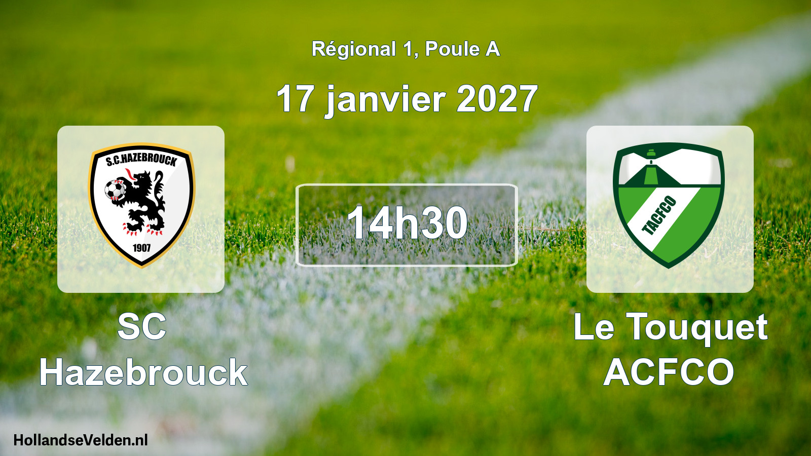 Match programmé: SC Hazebrouck - Le Touquet ACFCO (17 janvier 2027)