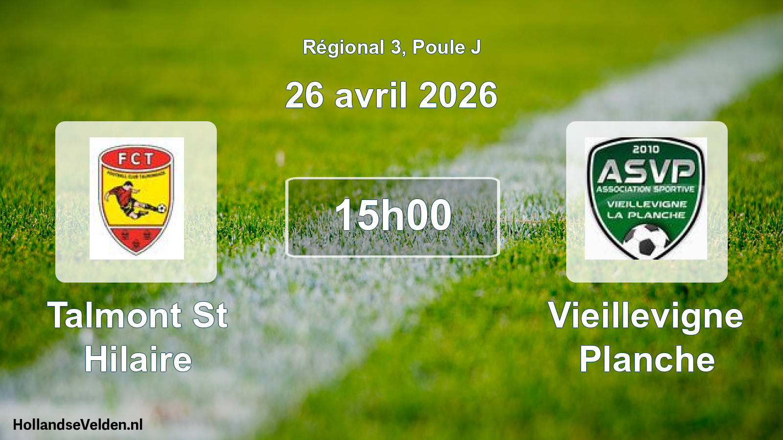 Geplande wedstrijd: Talmont St Hilaire - Vieillevigne Planche (26 avril 2026)