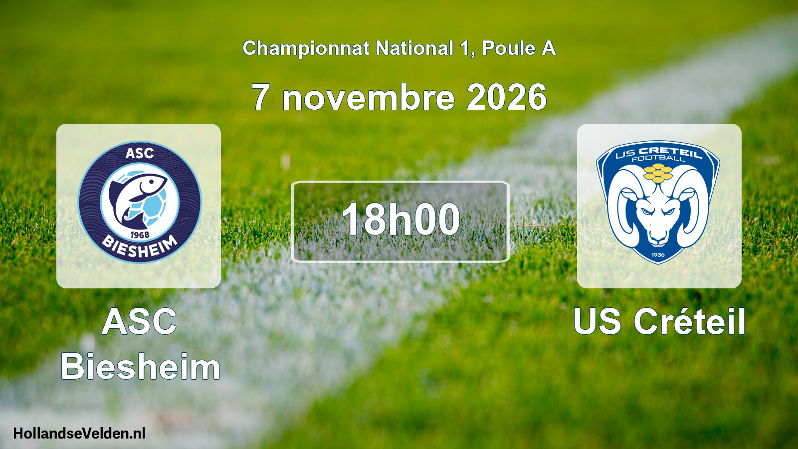 Match programmé: ASC Biesheim - US Créteil (7 novembre 2026)