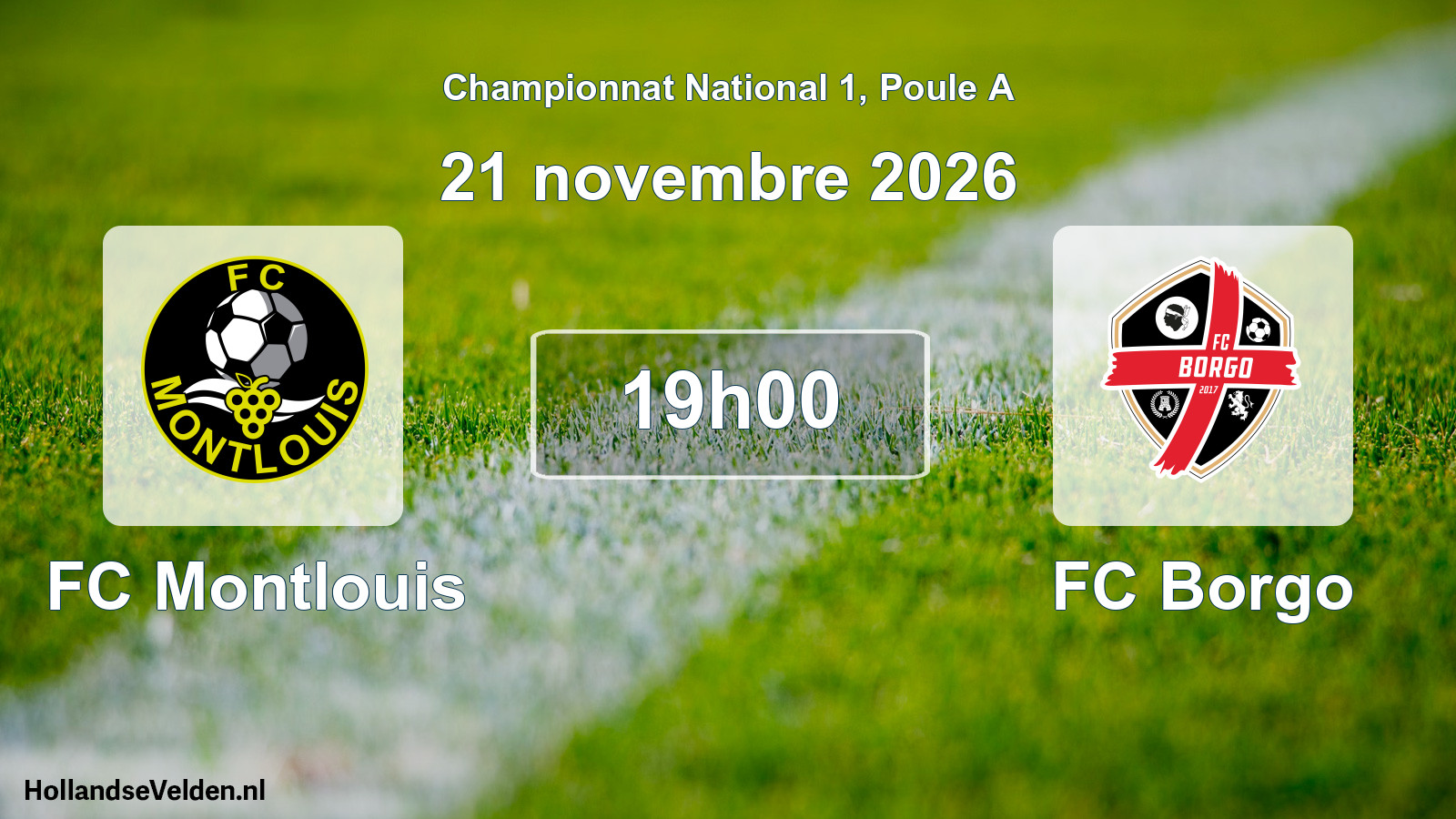 Match programmé: FC Montlouis - FC Borgo (21 novembre 2026)