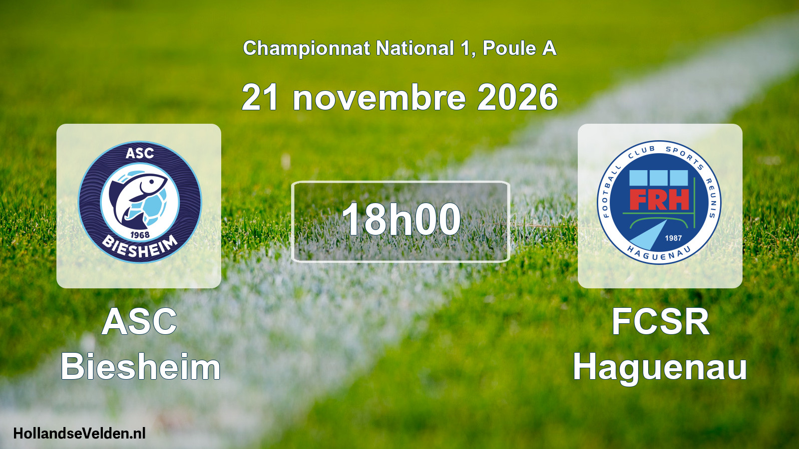 Match programmé: ASC Biesheim - FCSR Haguenau (21 novembre 2026)