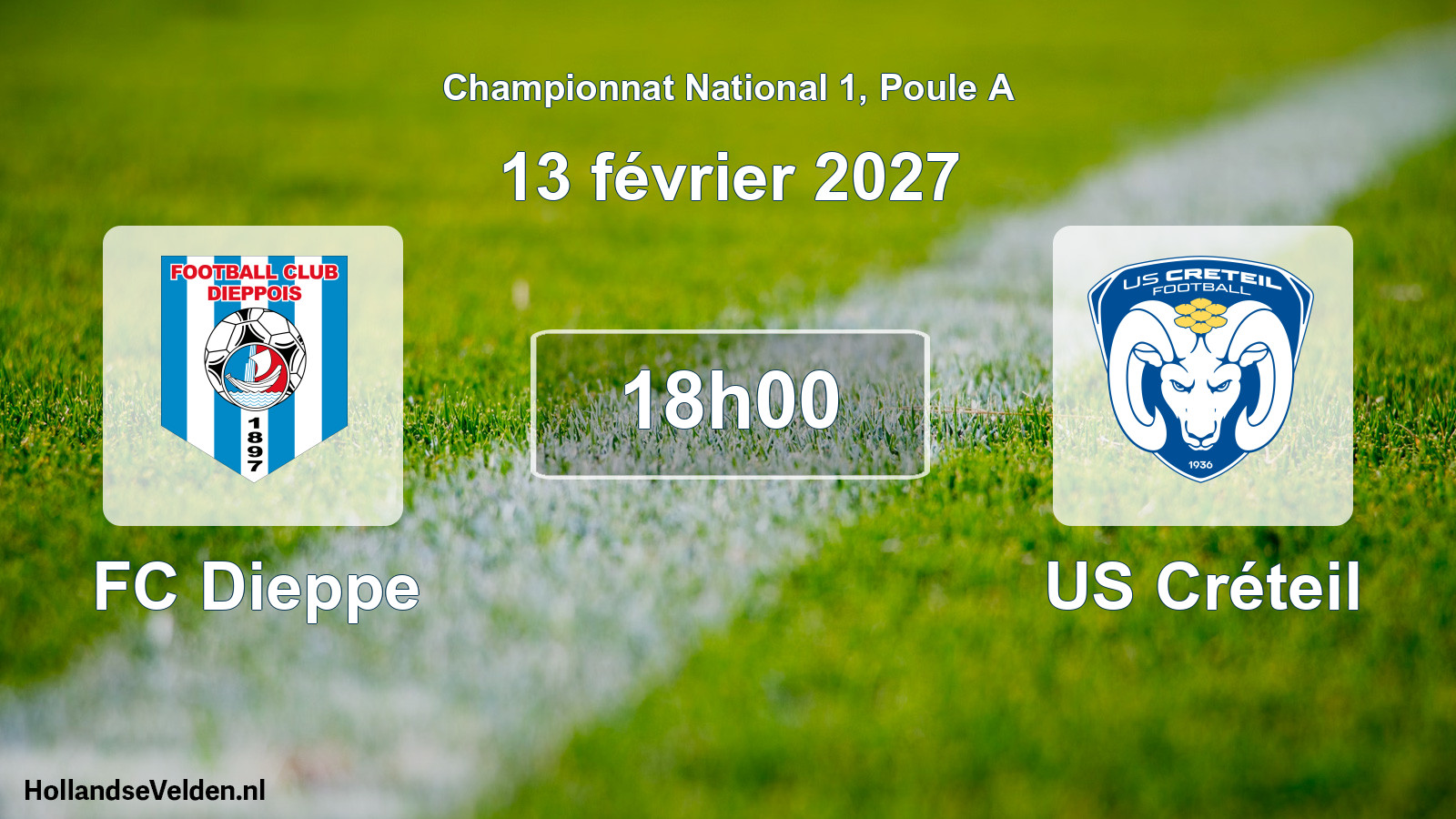 Match programmé: FC Dieppe - US Créteil (13 février 2027)