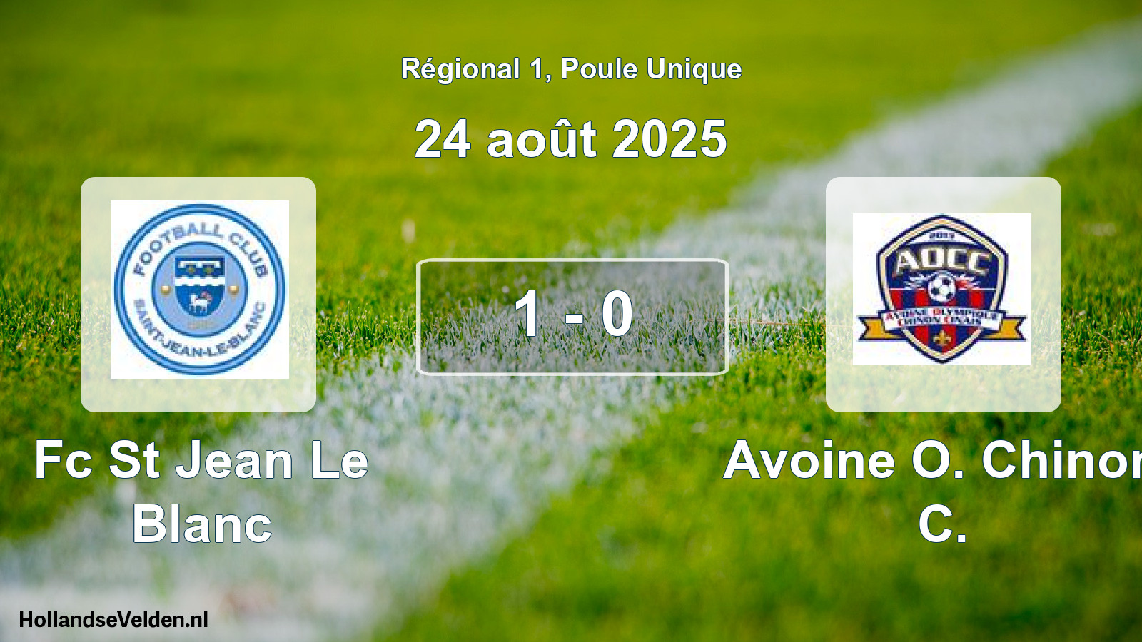 Gespeelde wedstrijd: Fc St Jean Le Blanc - Avoine O. Chinon C. 1 - 0 (24 août 2025)