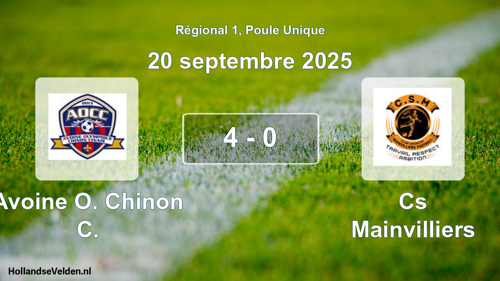 Gespeelde wedstrijd: Avoine O. Chinon C. - Cs Mainvilliers 4 - 0 (20 septembre 2025)
