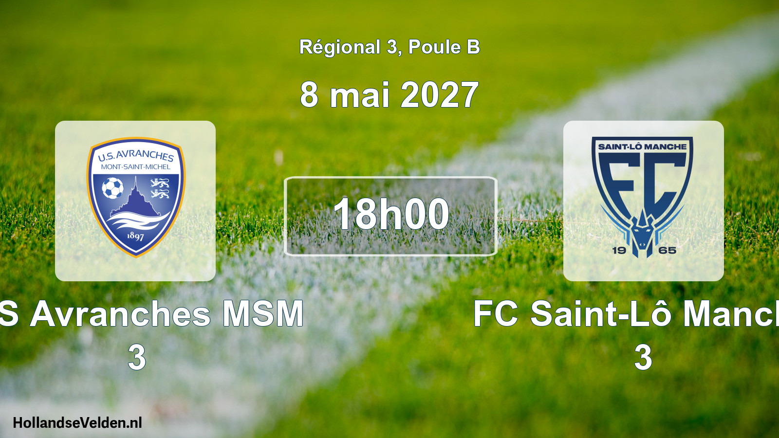 Match programmé: US Avranches MSM 3 - FC Saint-Lô Manche 3 (8 mai 2027)