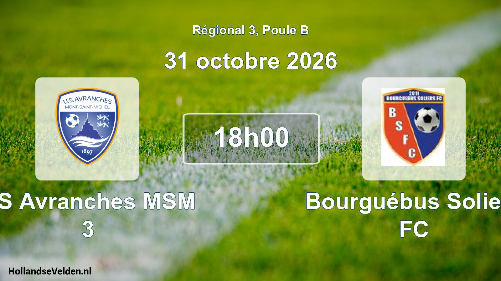 Scheduled Match: US Avranches MSM 3 - Bourguébus Soliers FC (31 October 2026)