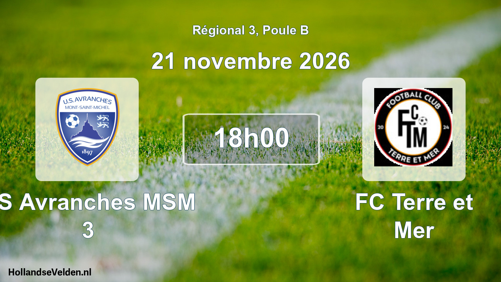 Match programmé: US Avranches MSM 3 - FC Terre et Mer (21 novembre 2026)