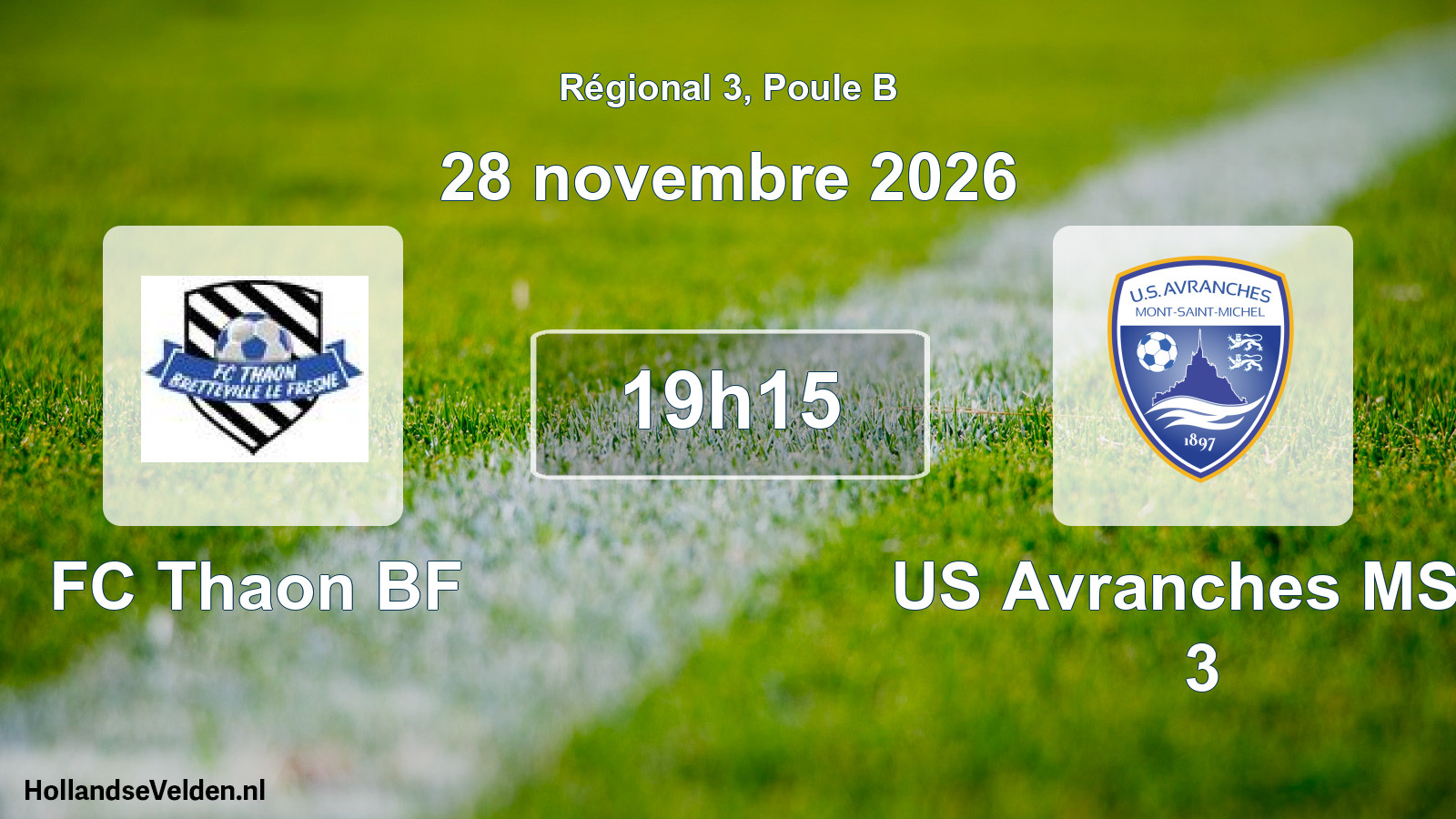 Match programmé: FC Thaon BF - US Avranches MSM 3 (28 novembre 2026)