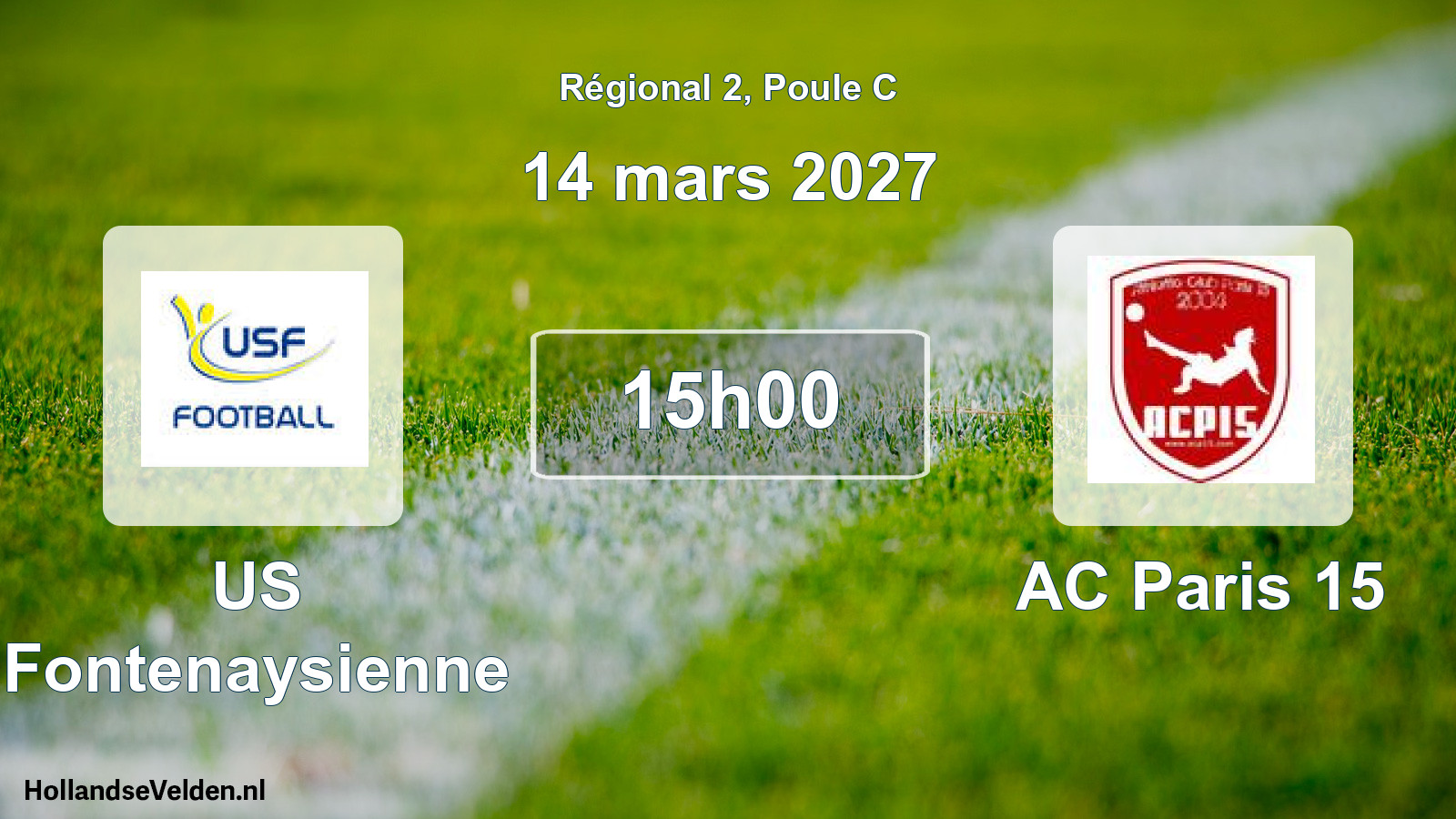 Match programmé: US Fontenaysienne - AC Paris 15 (14 mars 2027)