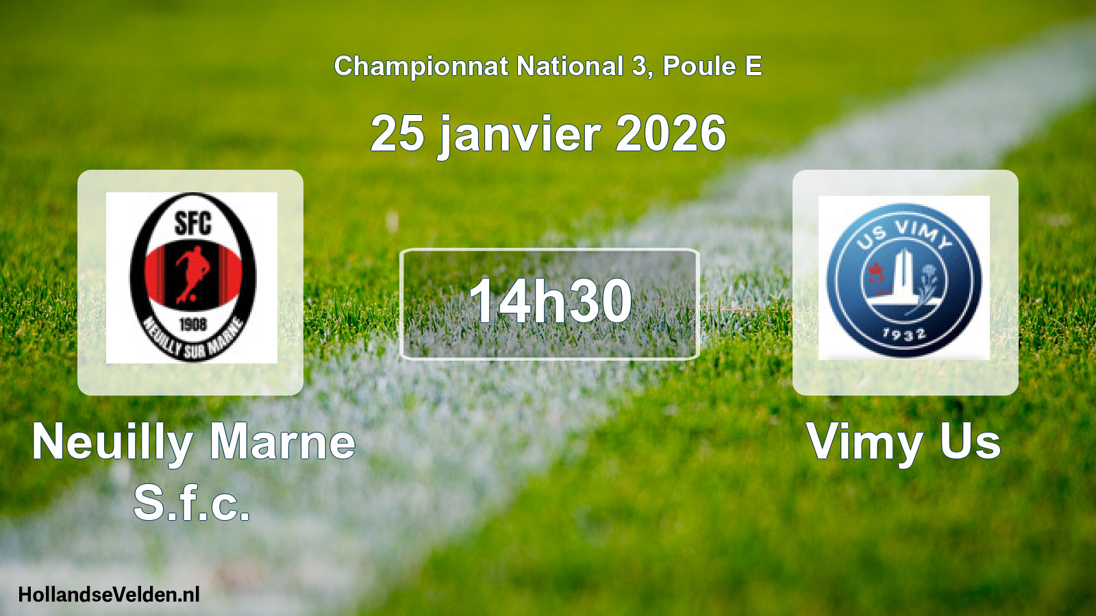 Geplande wedstrijd: Neuilly Marne S.f.c. - Vimy Us (25 januari 2026)