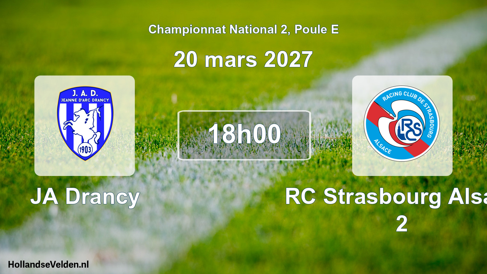 Match programmé: JA Drancy - RC Strasbourg Alsace 2 (20 mars 2027)
