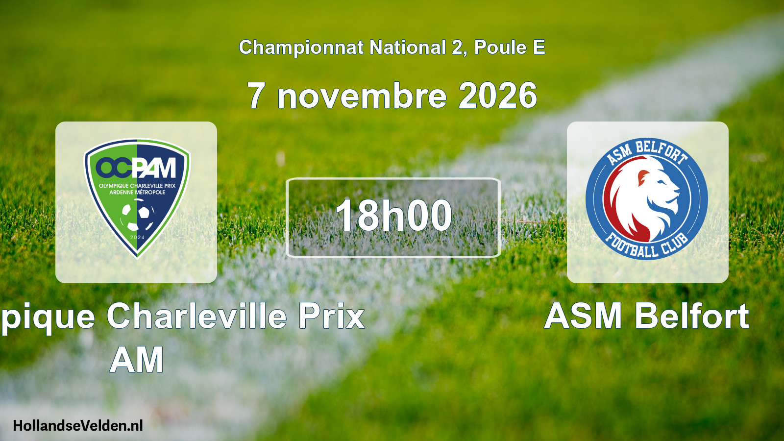 Match programmé: Olympique Charleville Prix AM - ASM Belfort (7 novembre 2026)
