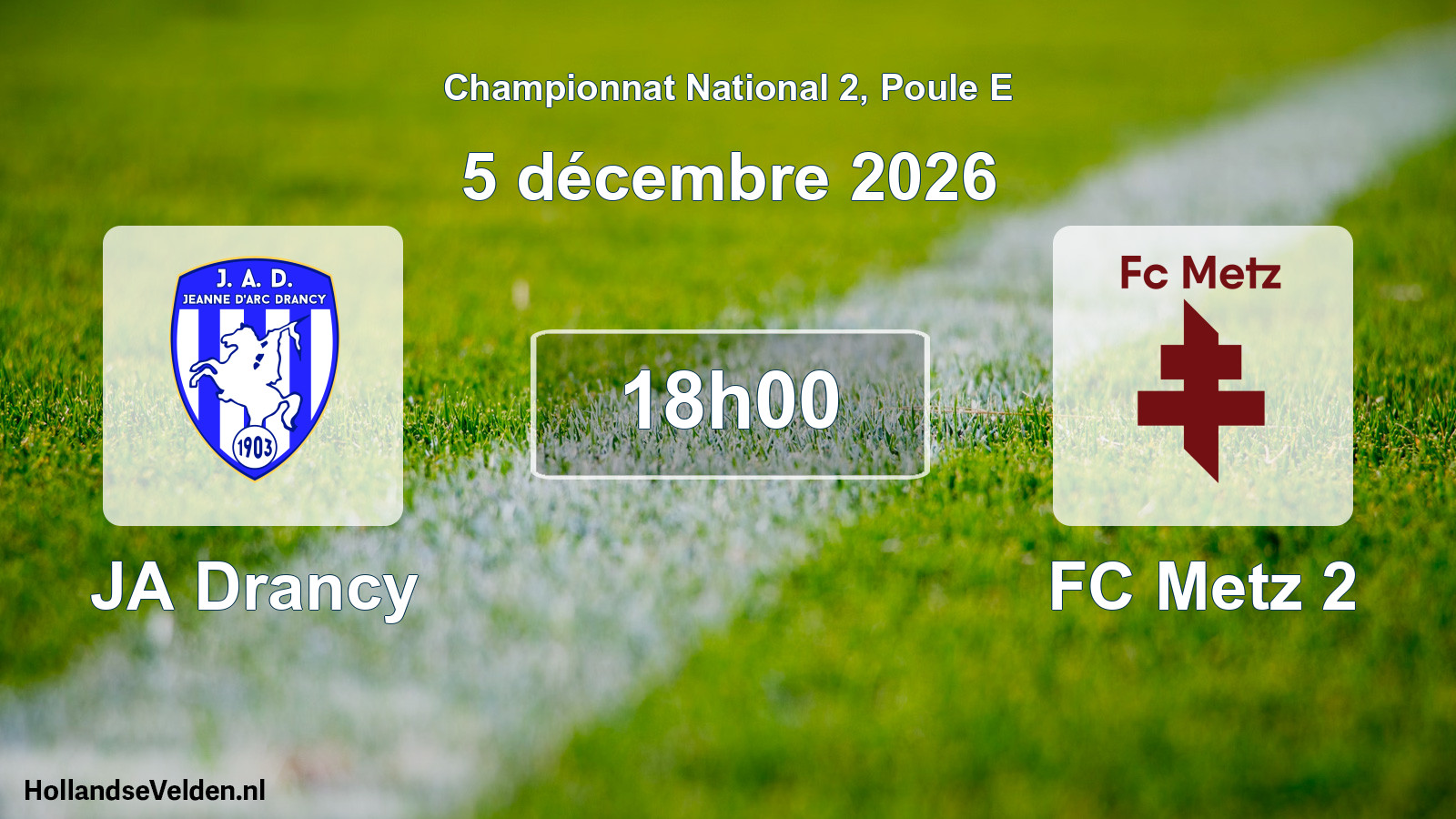 Match programmé: JA Drancy - FC Metz 2 (5 décembre 2026)