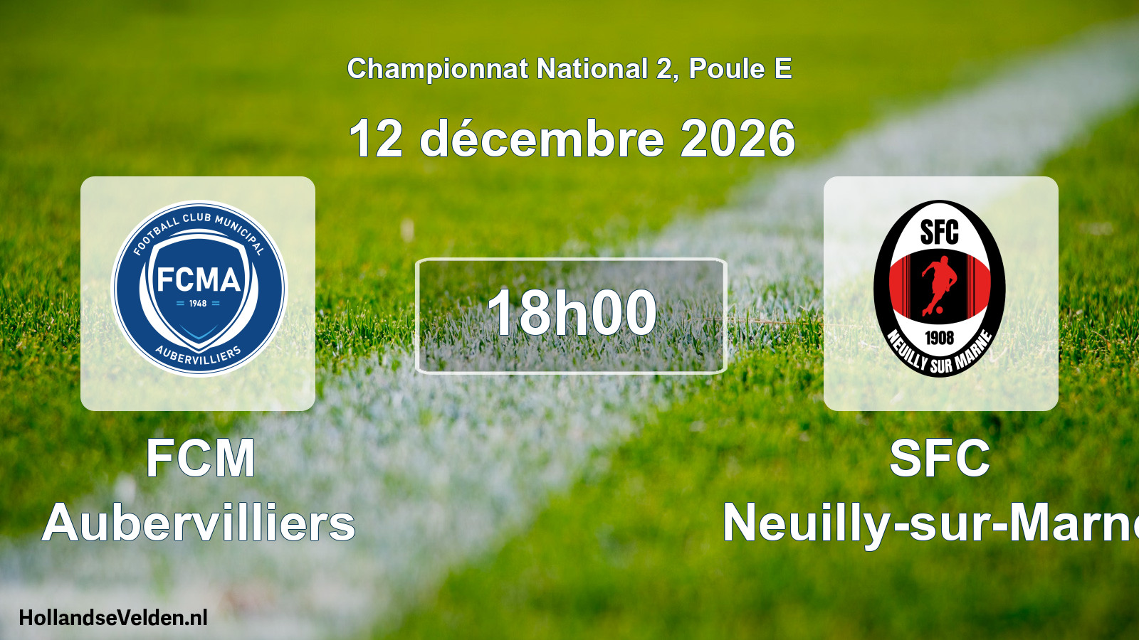 Match programmé: FCM Aubervilliers - SFC Neuilly-sur-Marne (12 décembre 2026)