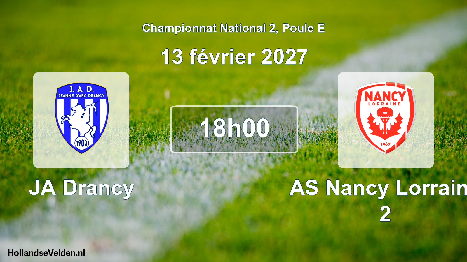 Match programmé: JA Drancy - AS Nancy Lorraine 2 (13 février 2027)