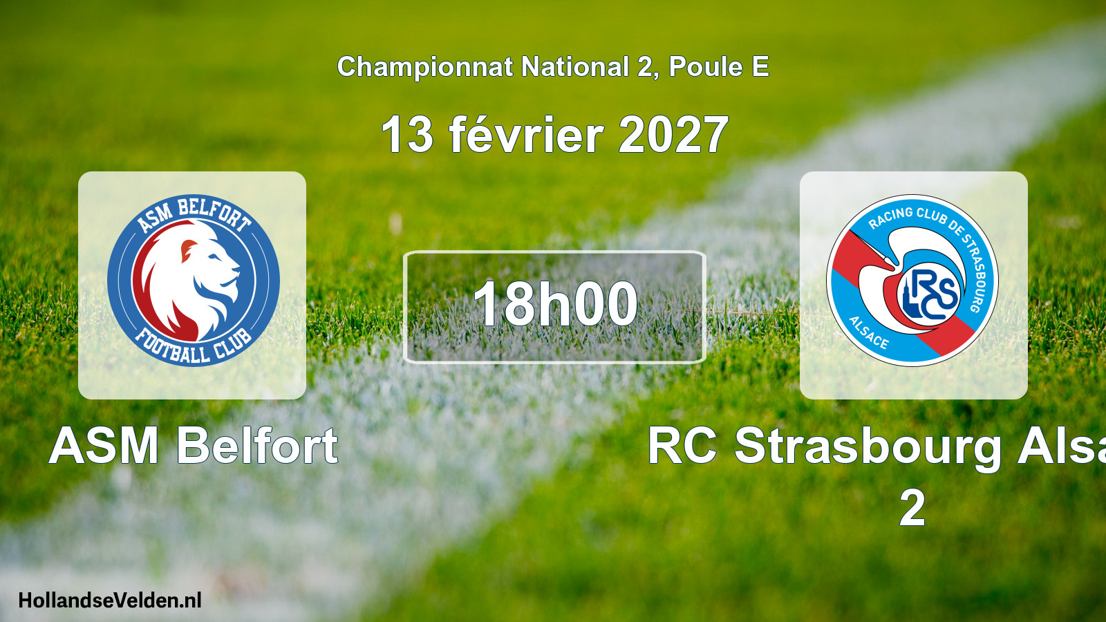 Match programmé: ASM Belfort - RC Strasbourg Alsace 2 (13 février 2027)
