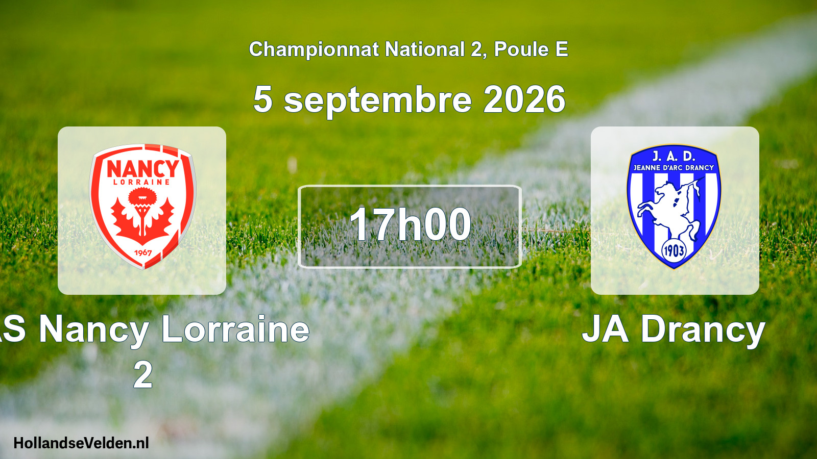 Match programmé: AS Nancy Lorraine 2 - JA Drancy (5 septembre 2026)