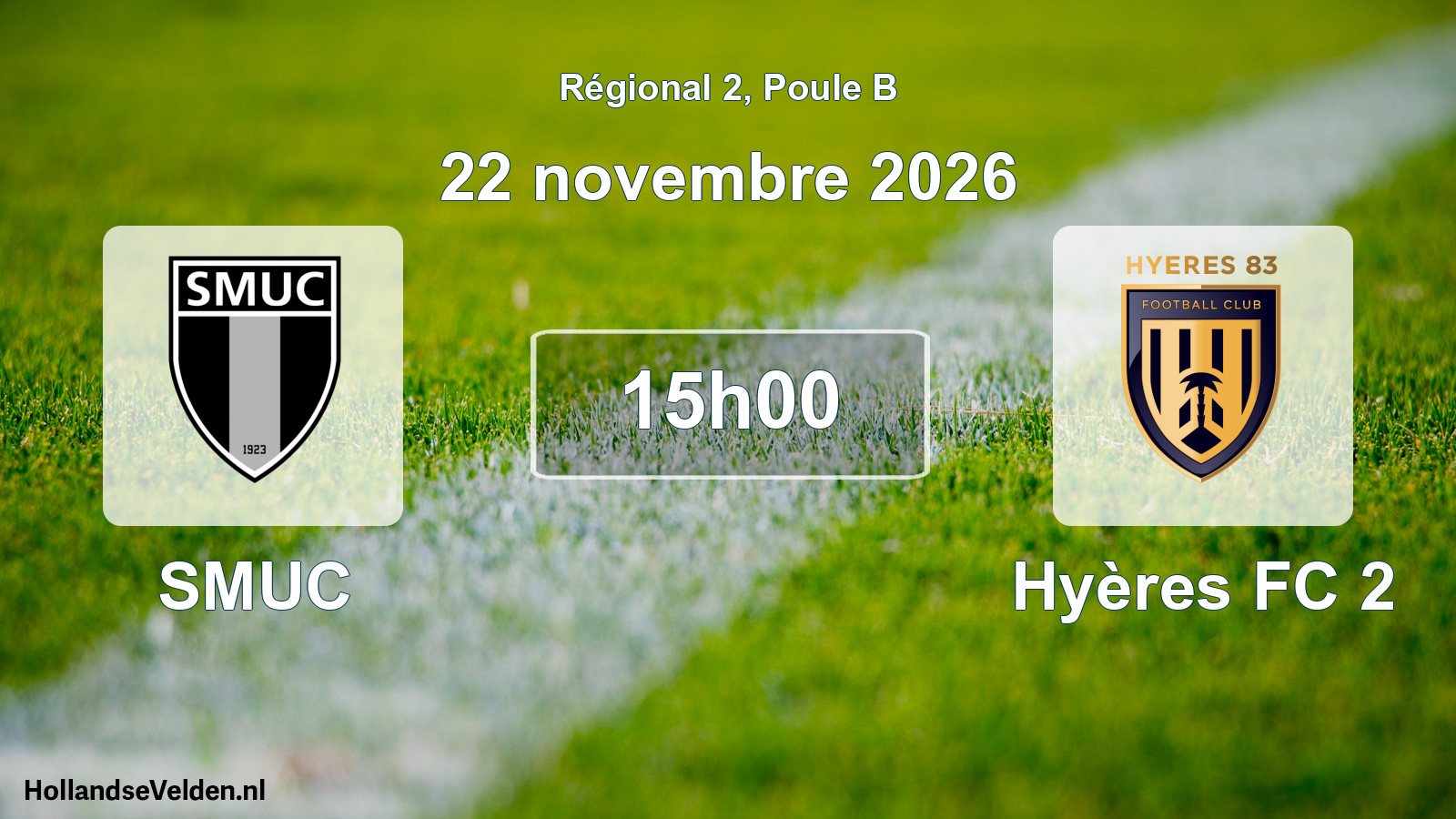 Match programmé: SMUC - Hyères FC 2 (22 novembre 2026)