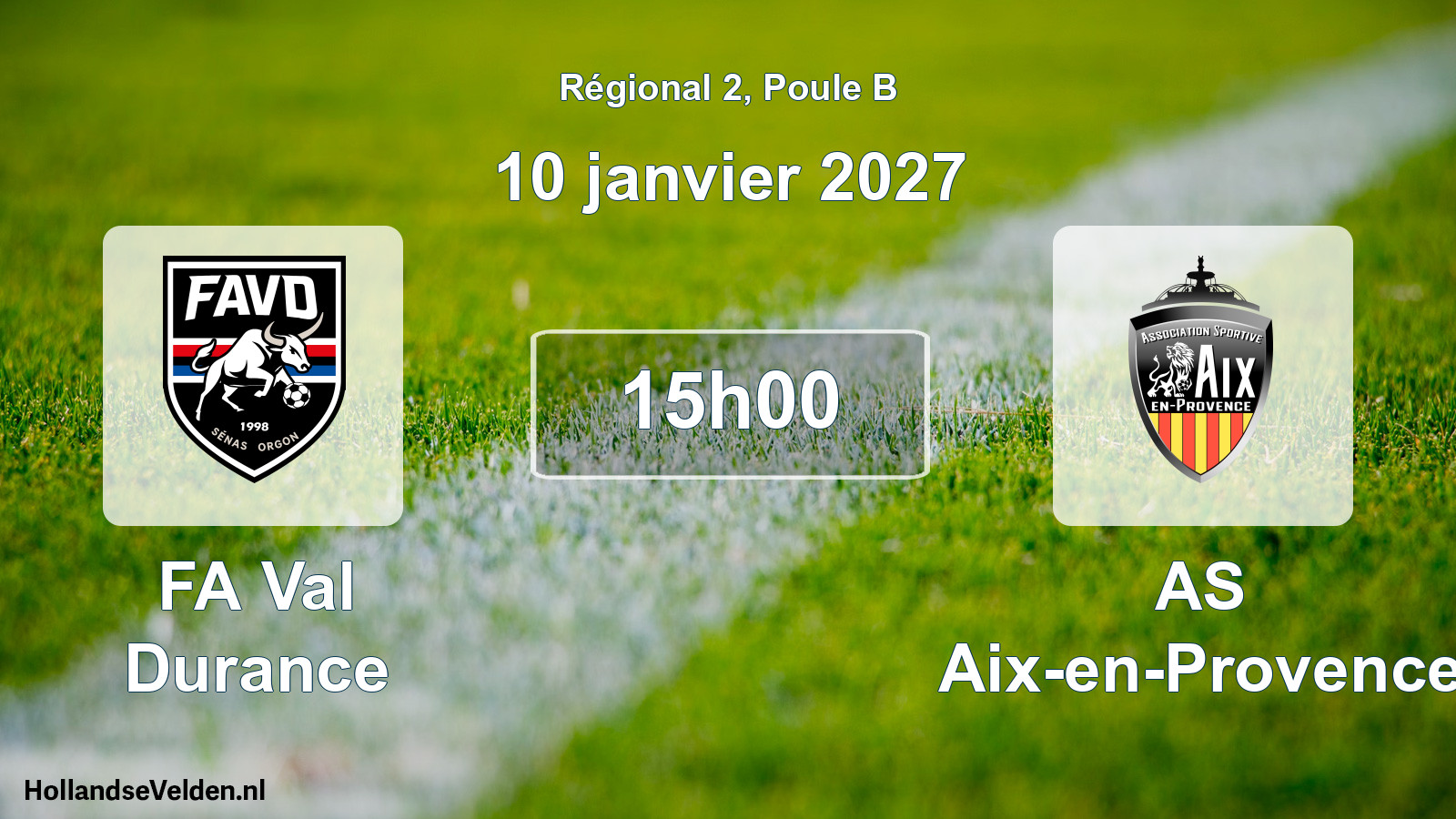 Match programmé: FA Val Durance - AS Aix-en-Provence (10 janvier 2027)