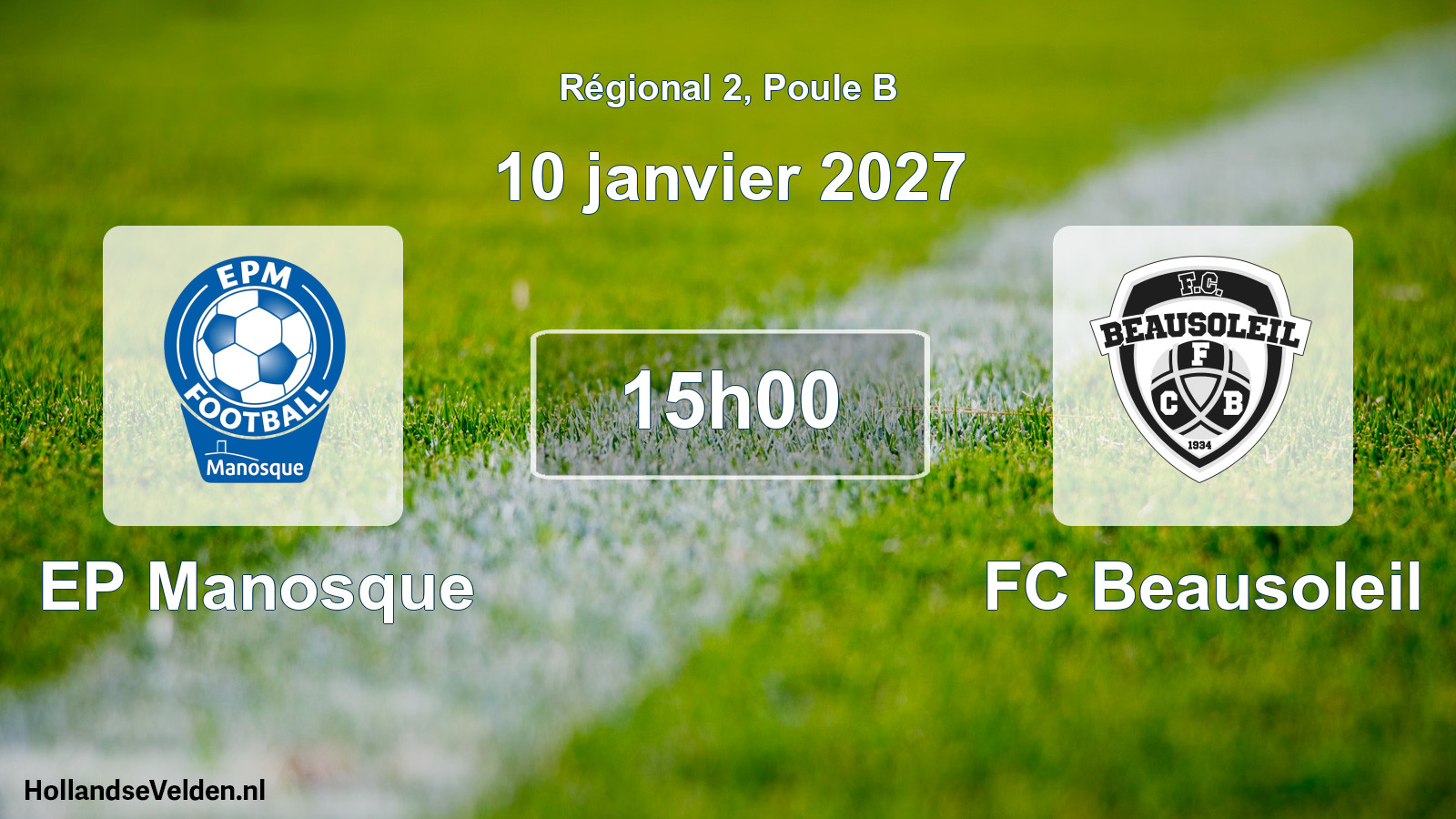 Match programmé: EP Manosque - FC Beausoleil (10 janvier 2027)