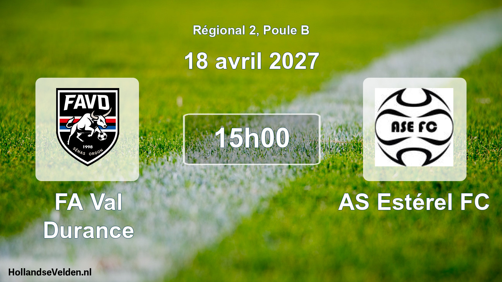 Match programmé: FA Val Durance - AS Estérel FC (18 avril 2027)