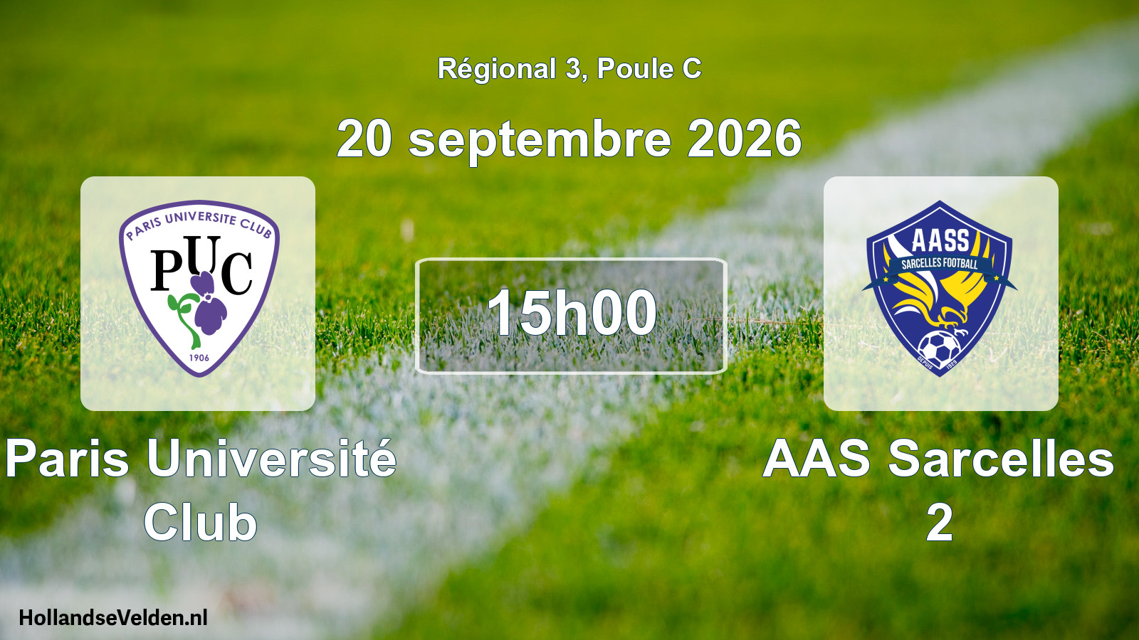 Match programmé: Paris Université Club - AAS Sarcelles 2 (20 septembre 2026)