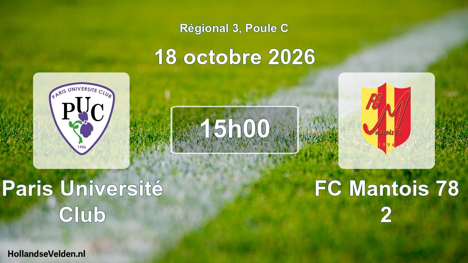 Scheduled Match: Paris Université Club - FC Mantois 78 2 (18 October 2026)