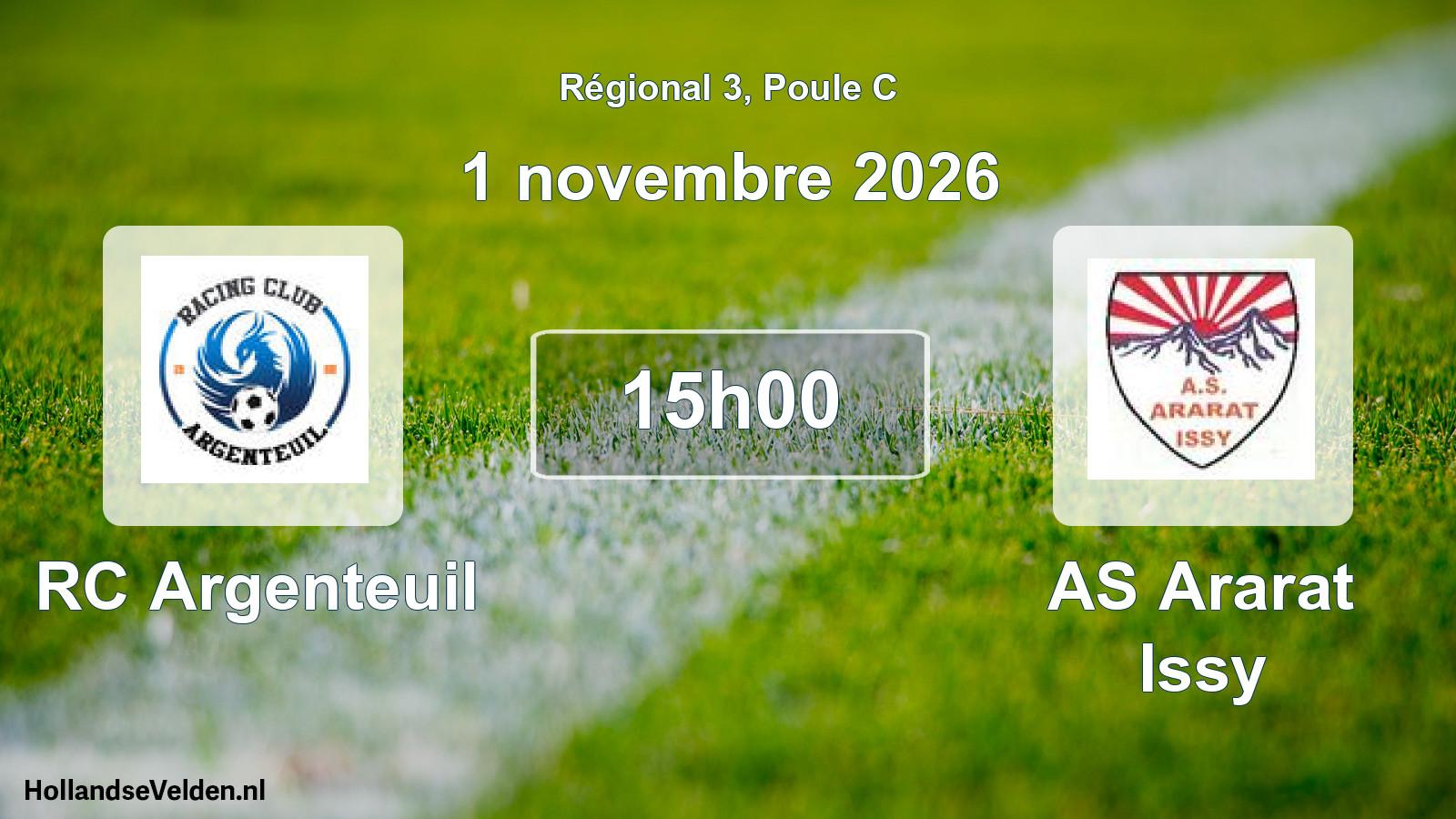 Match programmé: RC Argenteuil - AS Ararat Issy (1 novembre 2026)