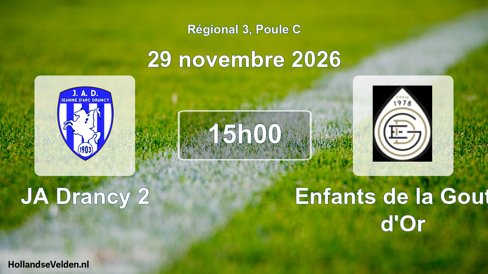 Scheduled Match: JA Drancy 2 - Enfants de la Goutte d'Or (29 November 2026)