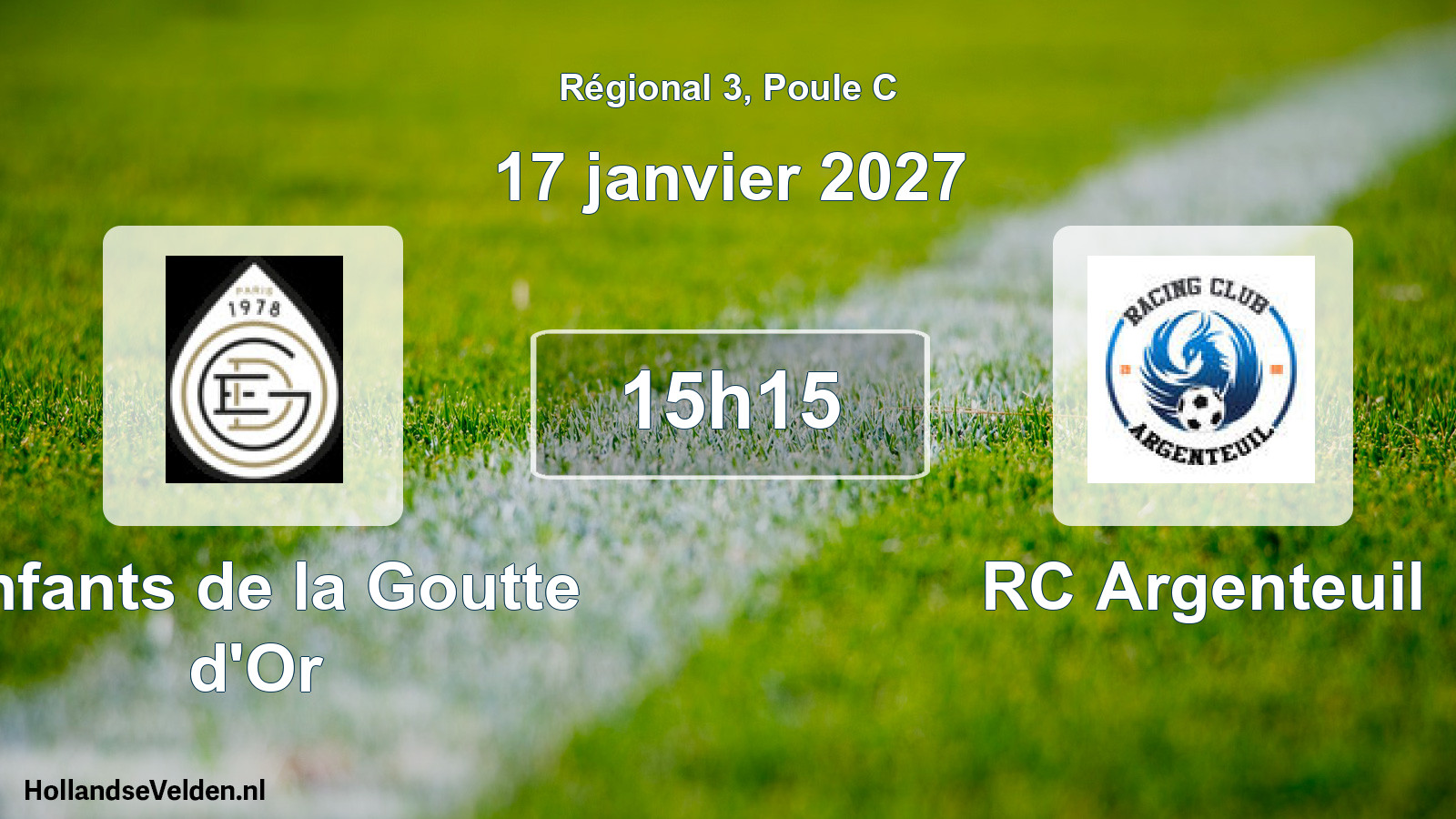 Scheduled Match: Enfants de la Goutte d'Or - RC Argenteuil (17 January 2027)