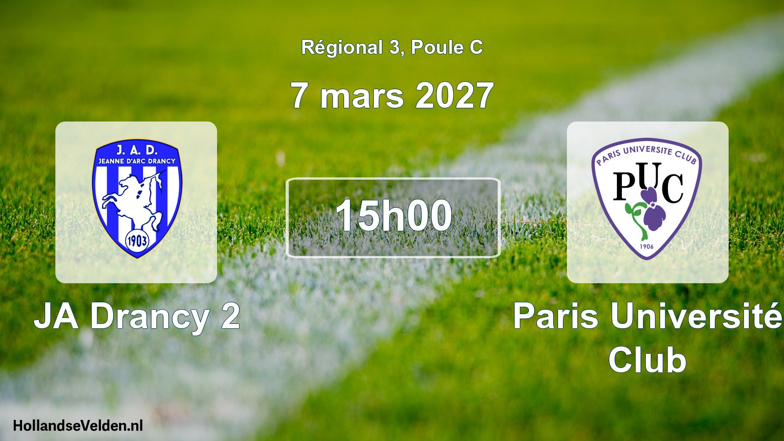 Scheduled Match: JA Drancy 2 - Paris Université Club (7 March 2027)