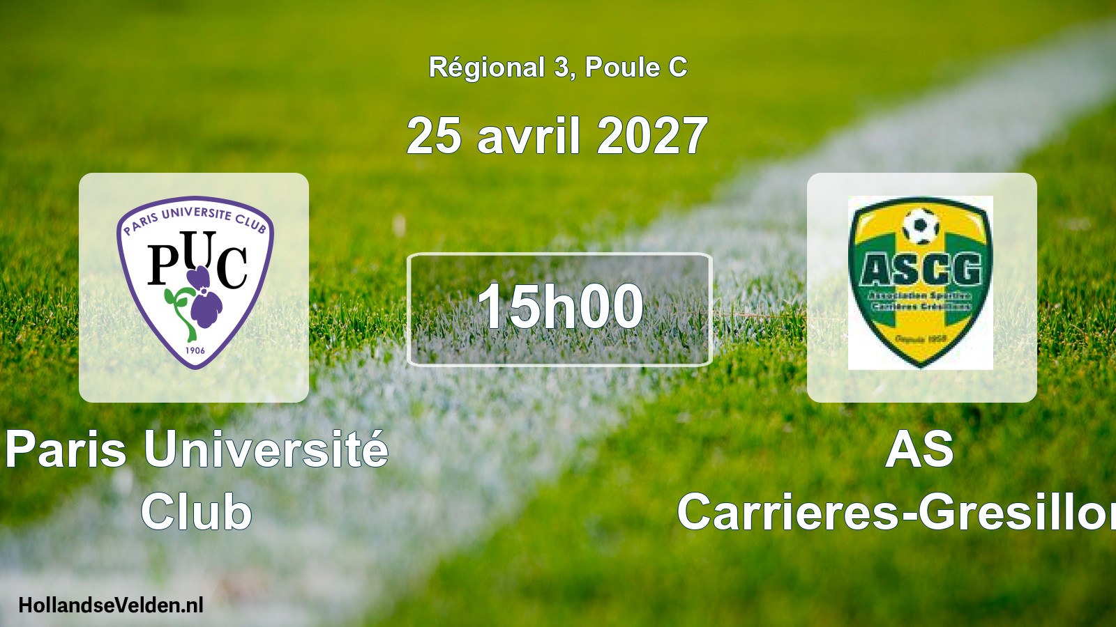 Scheduled Match: Paris Université Club - AS Carrieres-Gresillons (25 April 2027)