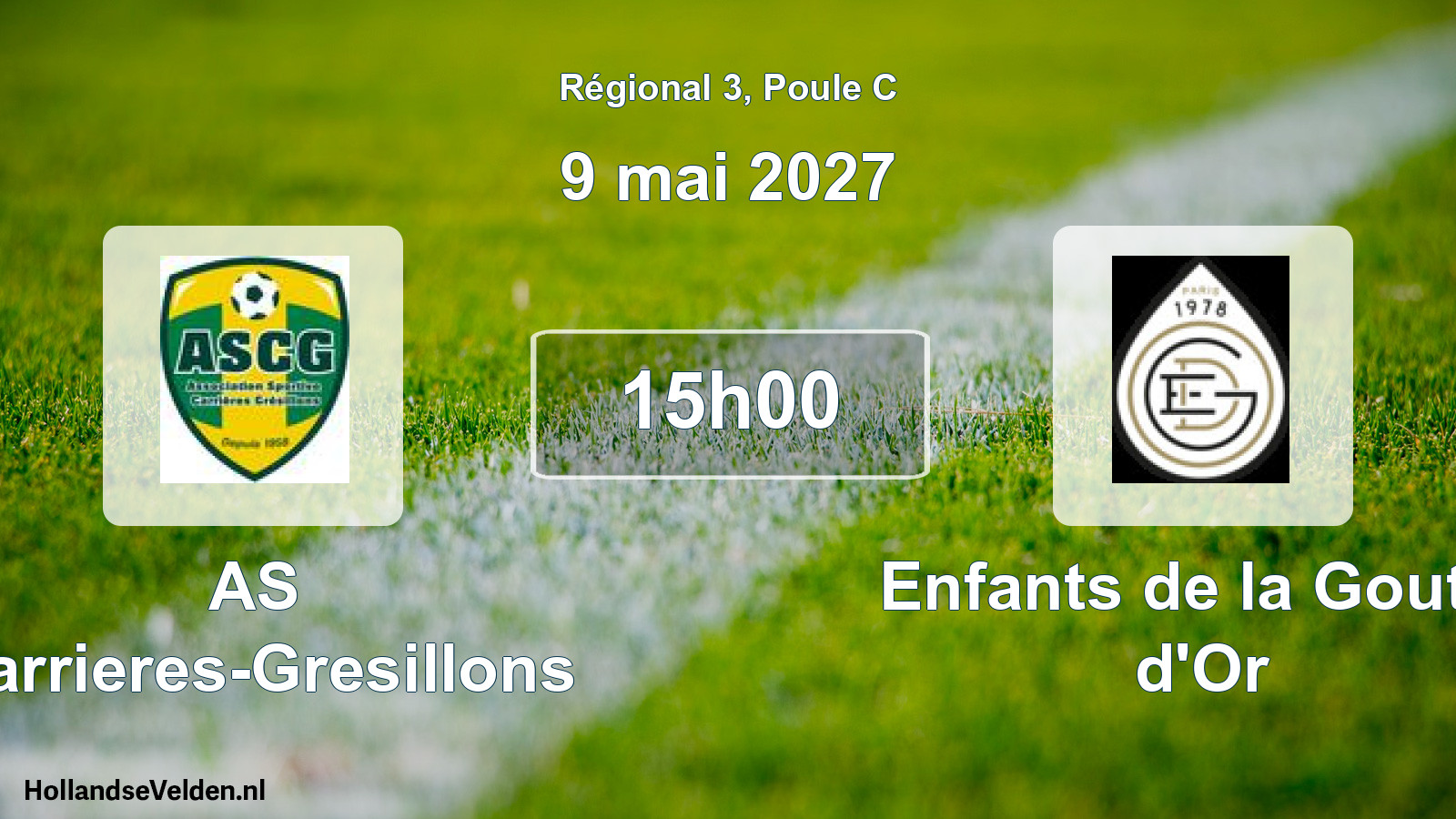 Match programmé: AS Carrieres-Gresillons - Enfants de la Goutte d'Or (9 mai 2027)