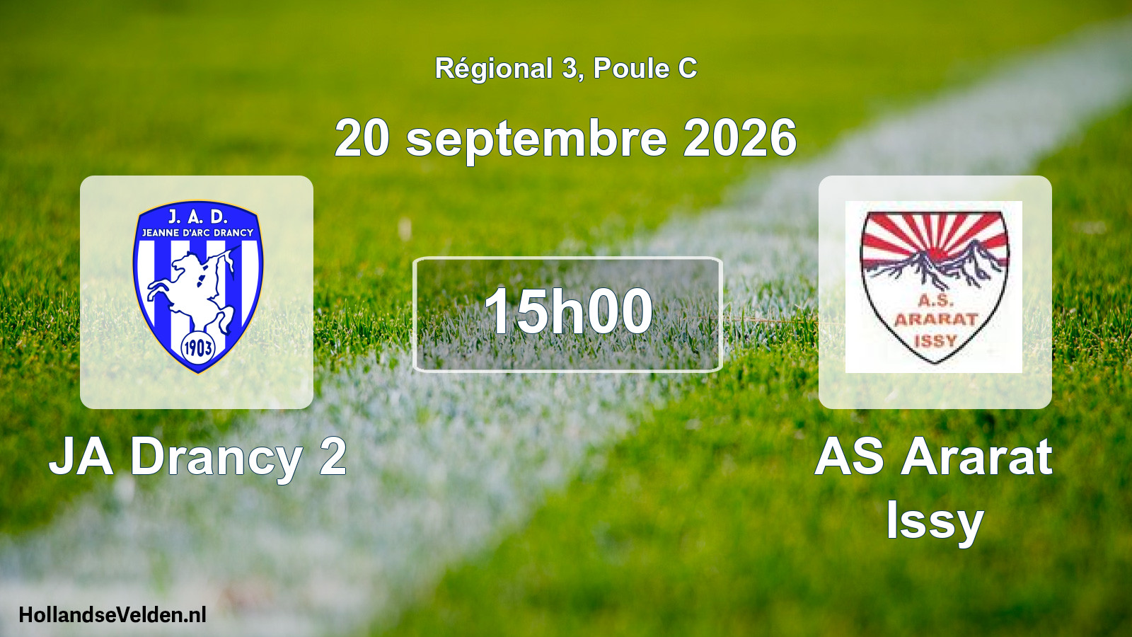Match programmé: JA Drancy 2 - AS Ararat Issy (20 septembre 2026)