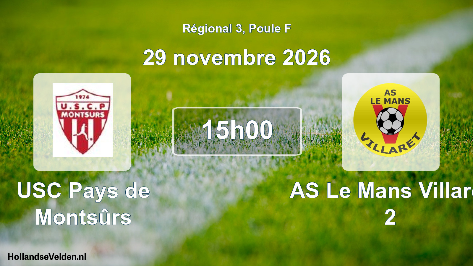 Scheduled Match: USC Pays de Montsûrs - AS Le Mans Villaret 2 (29 November 2026)