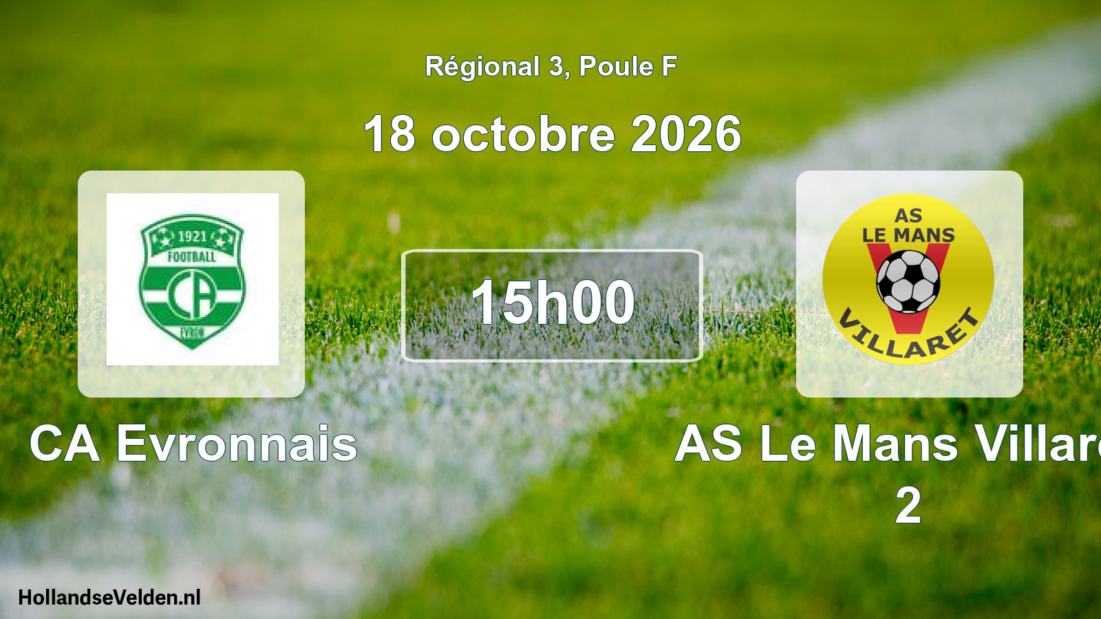 Scheduled Match: CA Evronnais - AS Le Mans Villaret 2 (18 October 2026)