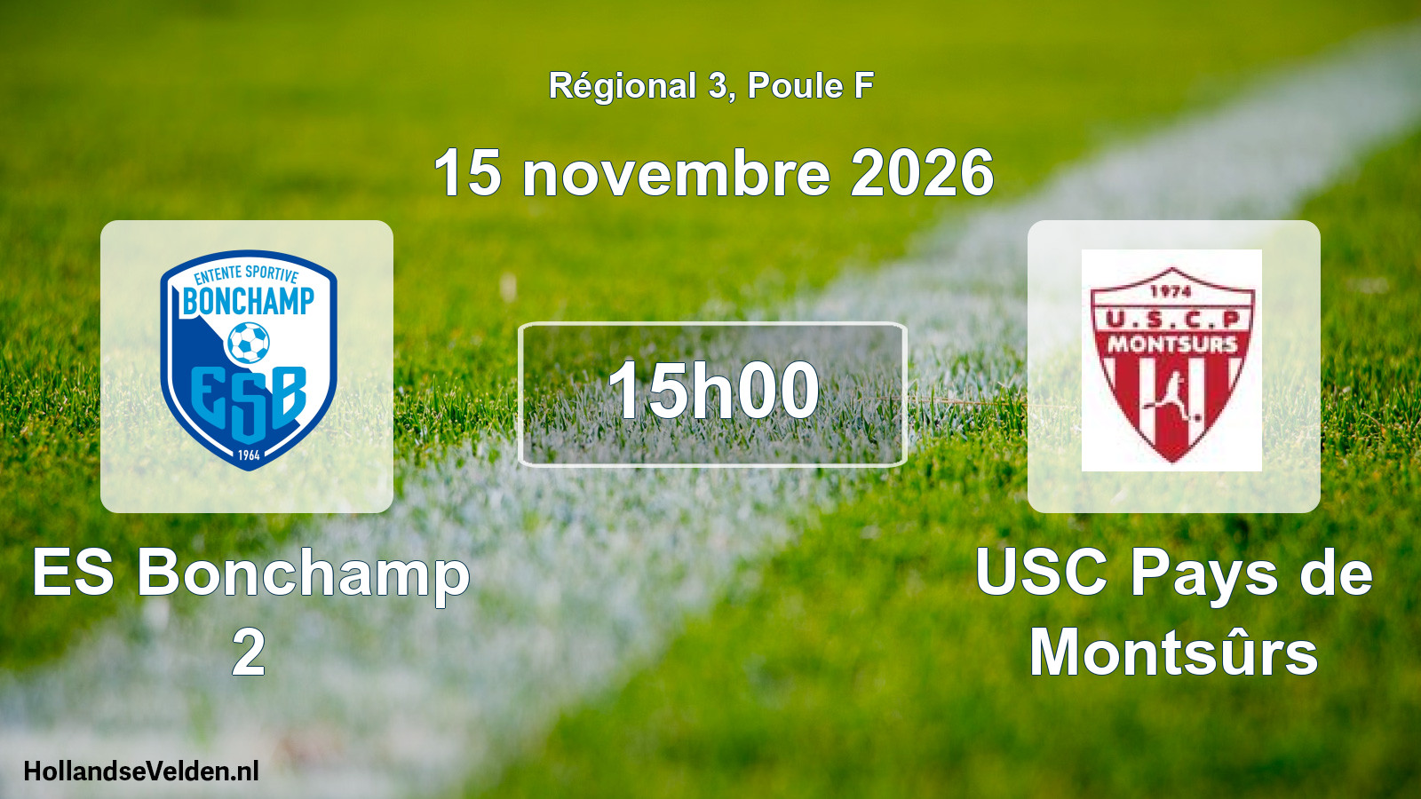 Match programmé: ES Bonchamp 2 - USC Pays de Montsûrs (15 novembre 2026)