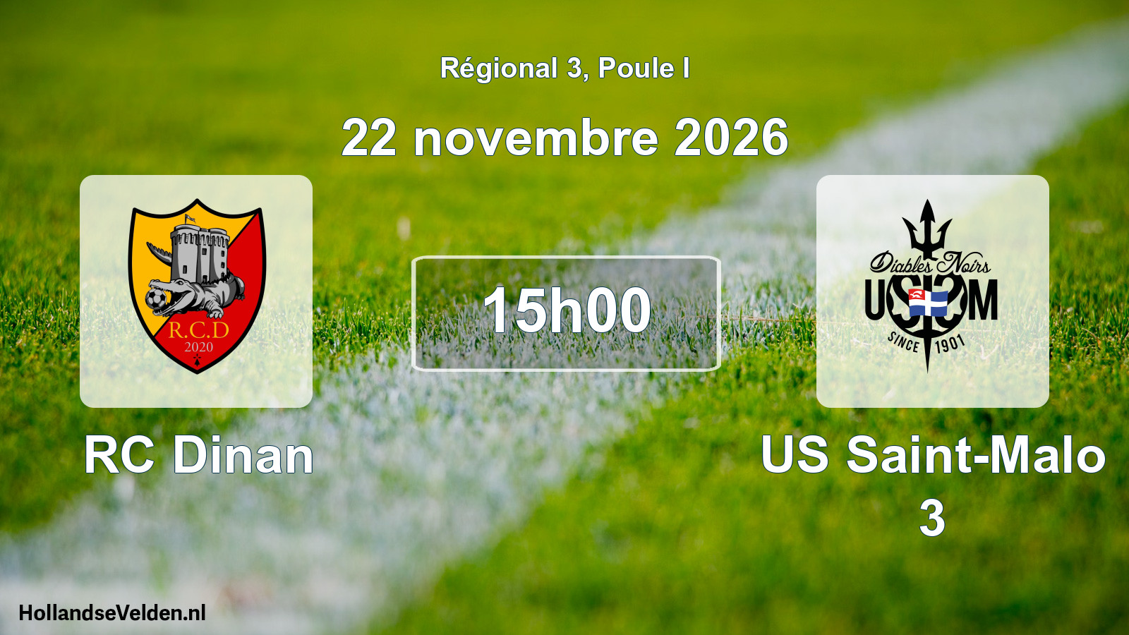 Match programmé: RC Dinan - US Saint-Malo 3 (22 novembre 2026)