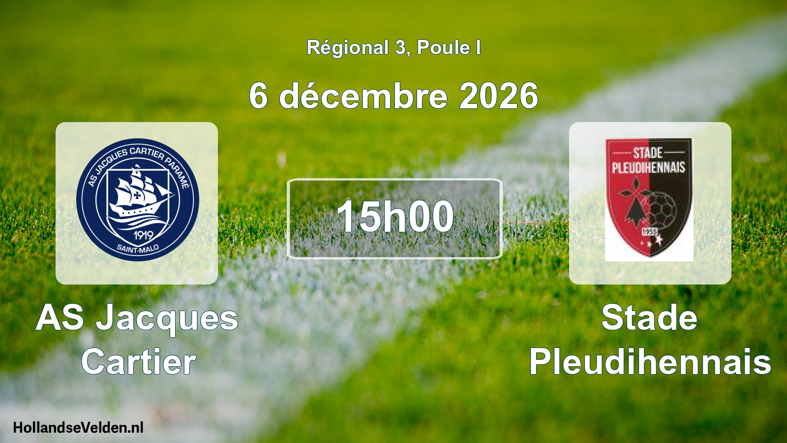 Match programmé: AS Jacques Cartier - Stade Pleudihennais (6 décembre 2026)