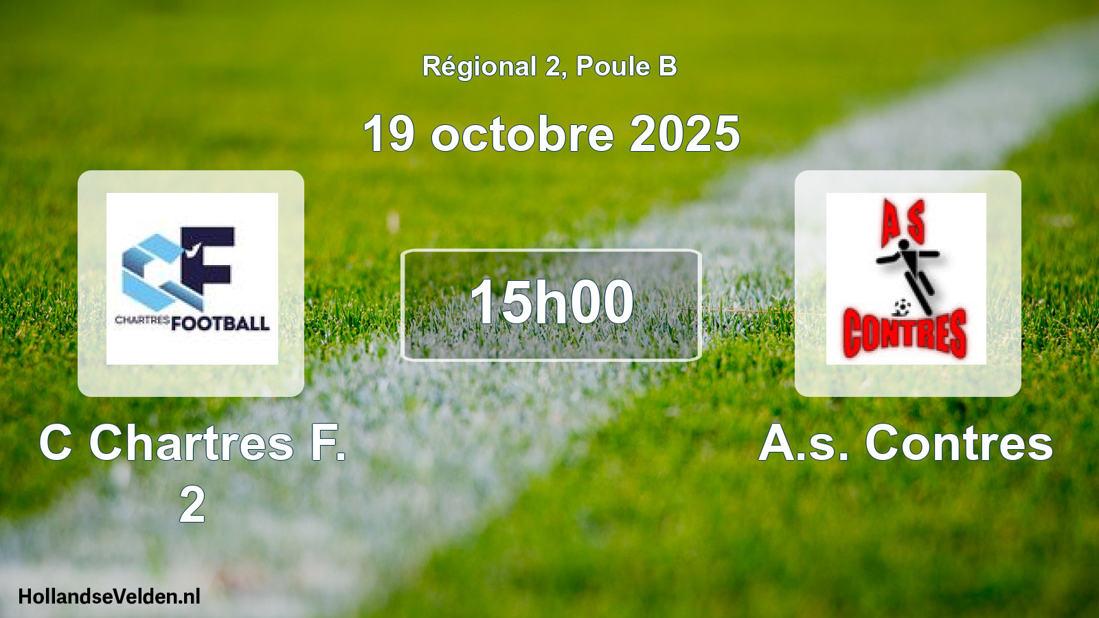 Geplande wedstrijd: C Chartres F. 2 - A.s. Contres (19 octobre 2025)